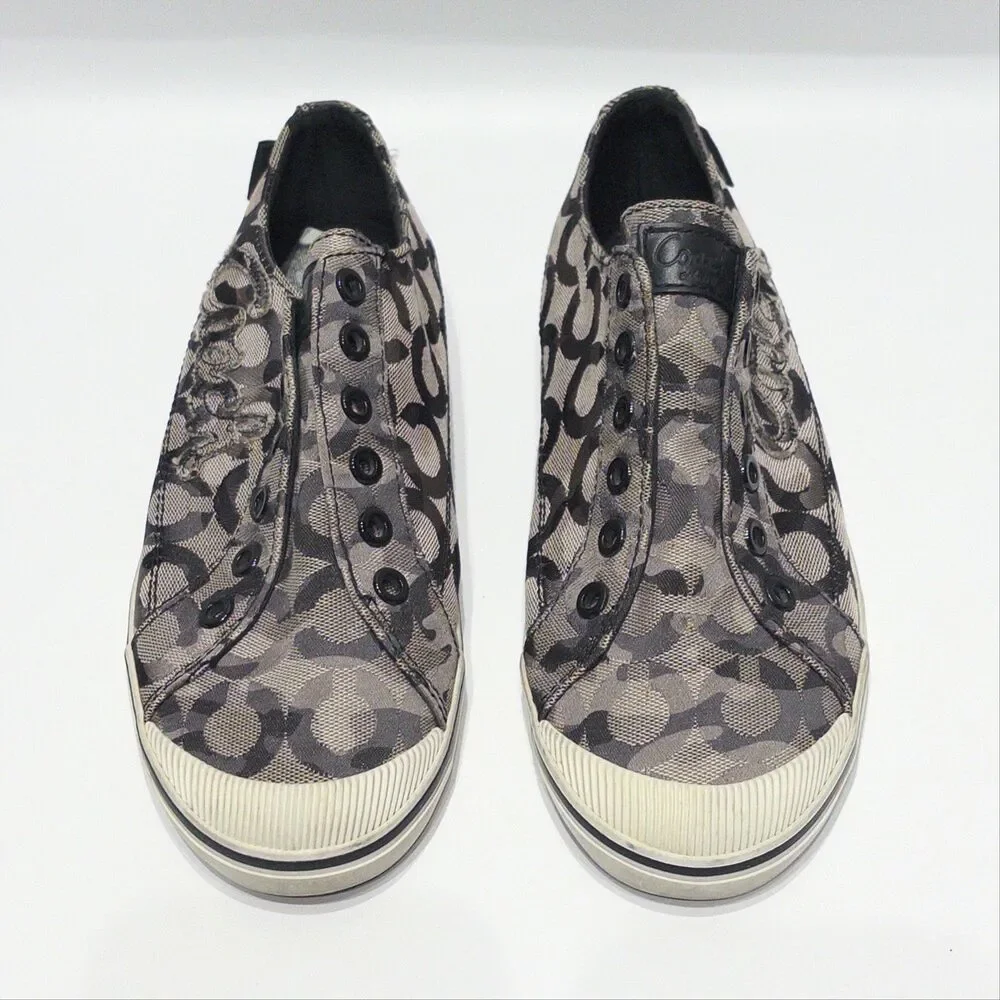 Coach Keeley Black & White Signature C Monogram Slip On Sneakers Women Size 7B